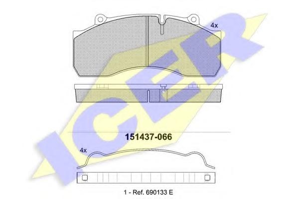 Set placute frana,frana disc IVECO P/PA, SCANIA 4 - series - ICER 151437-066