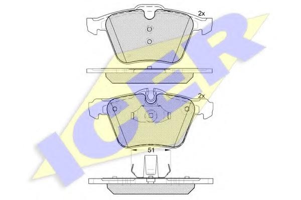 Set placute frana,frana disc JAGUAR XJ (X35_, _J12_, _J24_), JAGUAR XF SPORTBRAKE (CC9), JAGUAR F-TYPE Cabriolet - ICER 182149