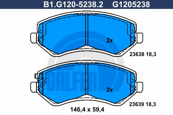 Set placute frana,frana disc JEEP CHEROKEE (KJ) (2001 - 2008) GALFER B1.G120-5238.2 piesa NOUA