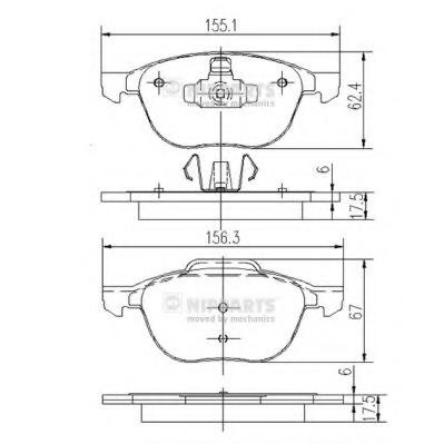 Set placute frana,frana disc MAZDA PREMACY (CP), FORD FOCUS C-MAX, MAZDA 3 (BK) - NIPPARTS J3603063