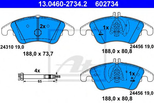 Set placute frana,frana disc MERCEDES-BENZ C-CLASS (W204) (2007 - 2014) ATE 13.0460-2734.2