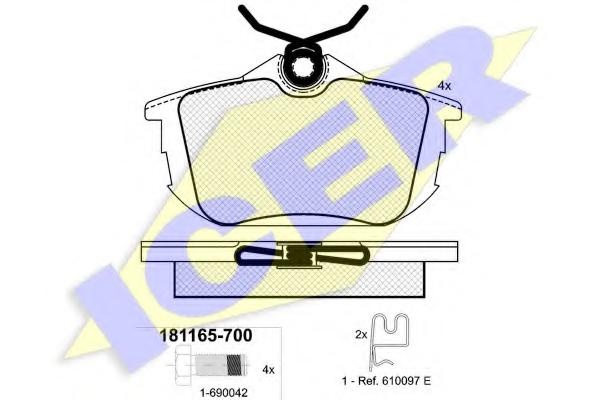 Set placute frana,frana disc MITSUBISHI CARISMA (DA_), VOLVO S40 I limuzina (VS), VOLVO V40 combi (VW) - ICER 181165-700