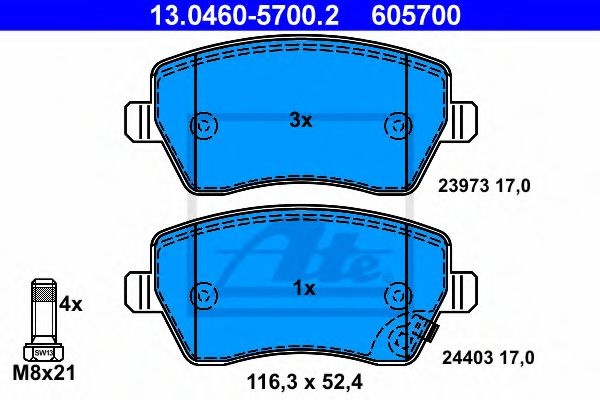 Set placute frana,frana disc OPEL AGILA (B) (H08) (2008 - 2016) ATE 13.0460-5700.2 piesa NOUA