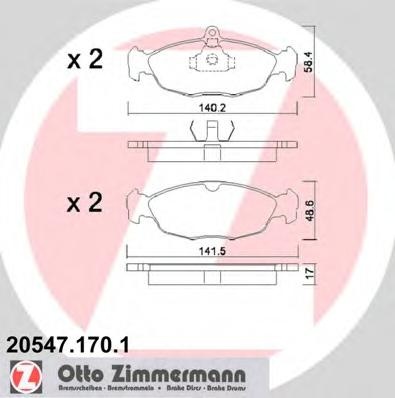 Set placute frana,frana disc OPEL COMBO (71_), OPEL CORSA A TR (91_, 92_, 96_, 97_), OPEL CORSA A hatchback (93_, 94_, 98_, 99_) - ZIMMERMANN 20547.17