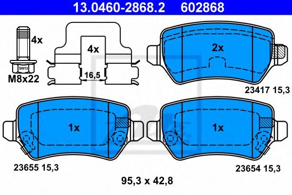 Set placute frana,frana disc OPEL MERIVA (2003 - 2010) ATE 13.0460-2868.2 piesa NOUA