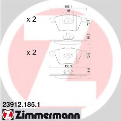 Set placute frana,frana disc OPEL VECTRA C GTS, VAUXHALL VECTRA Mk II (C) GTS, OPEL VECTRA C combi - ZIMMERMANN 23912.185.1