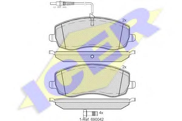 Set placute frana,frana disc PEUGEOT 807 (E), Citroen C8 (EA_, EB_), LANCIA PHEDRA (179) - ICER 181912