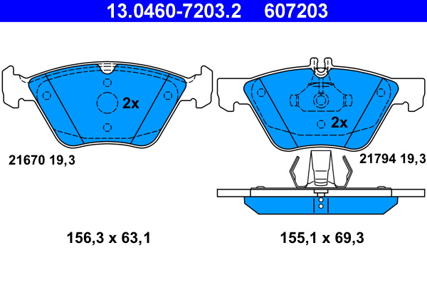 Set placute frana,frana disc punte fata (13.0460-7203.2 13046072032 ATE) MERCEDES-BENZ E-CLASS|S-CLASS