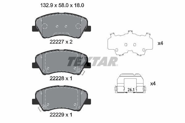Set placute frana,frana disc punte fata (2222701 TEXTAR) HYUNDAI,KIA