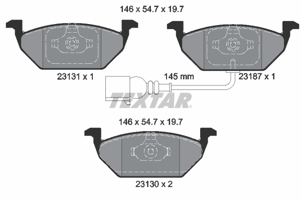 Set placute frana,frana disc punte fata (2313101 TEXTAR) AUDI,SEAT,SKODA,SKODA (SVW),VW,VW (FAW),VW (SVW),ZHONGHUA(BRILLIANCE)