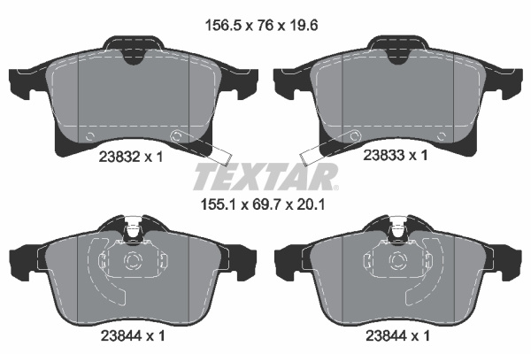 Set placute frana,frana disc punte fata (2383201 TEXTAR) CHEVROLET,HOLDEN,OPEL,SATURN,SUBARU,VAUXHALL ADAM|ASTRA|ASTRA H CLASSIC, ASTRA H FAMILY|ASTRA, ASTRA A+|ASTRAVAN|COMBO|COMBO TOUR|CORSA|CORSA,