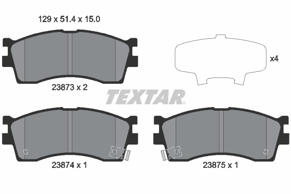 Set placute frana,frana disc punte fata (2387301 TEXTAR) KIA,TIMOR