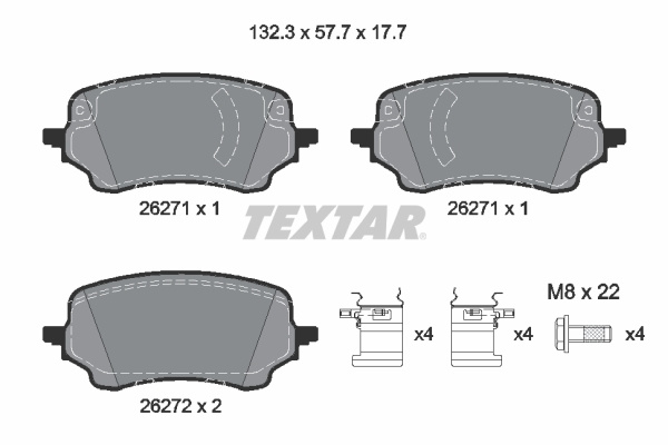 Set placute frana,frana disc punte fata (2627101 TEXTAR) FORD,FORD AUSTRALIA PUMA