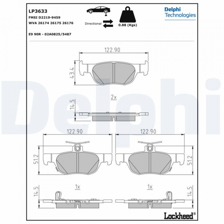 Set placute frana,frana disc puntea spate (LP3633 