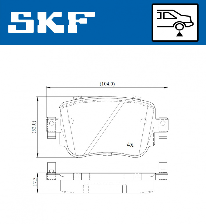 Set placute frana,frana disc puntea spate (VKBP90129 SKF) AUDI,SEAT,SKODA,VW