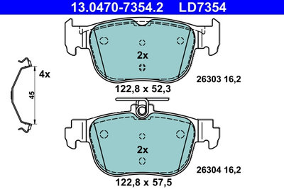 Set placute frana,frana disc puntea spate (1304707