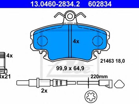 Set placute frana,frana disc RENAULT EXTRA caroserie (F40_, G40_), RENAULT CLIO (B/C57_, 5/357_), RENAULT ESPACE (J11_) - ATE 13.0460-2834.2