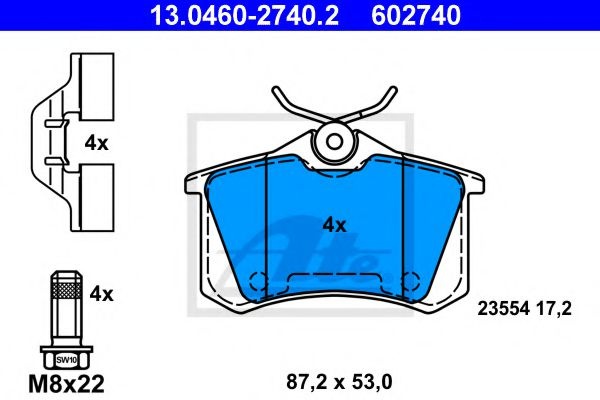 Set placute frana,frana disc RENAULT FLUENCE (L30) (2010 - 2016) ATE 13.0460-2740.2 piesa NOUA
