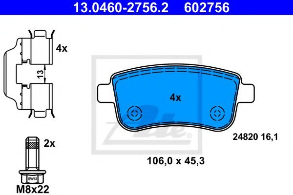 Set placute frana,frana disc RENAULT MEGANE IV (2015 - 2016) ATE 13.0460-2756.2 piesa NOUA