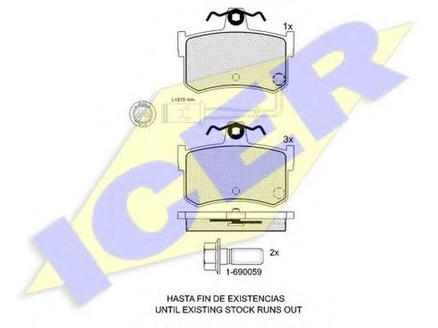 Set placute frana,frana disc ROVER 800 hatchback (XS), ROVER 800 (XS), HONDA LEGEND cupe (KA3) - ICER 180703-701