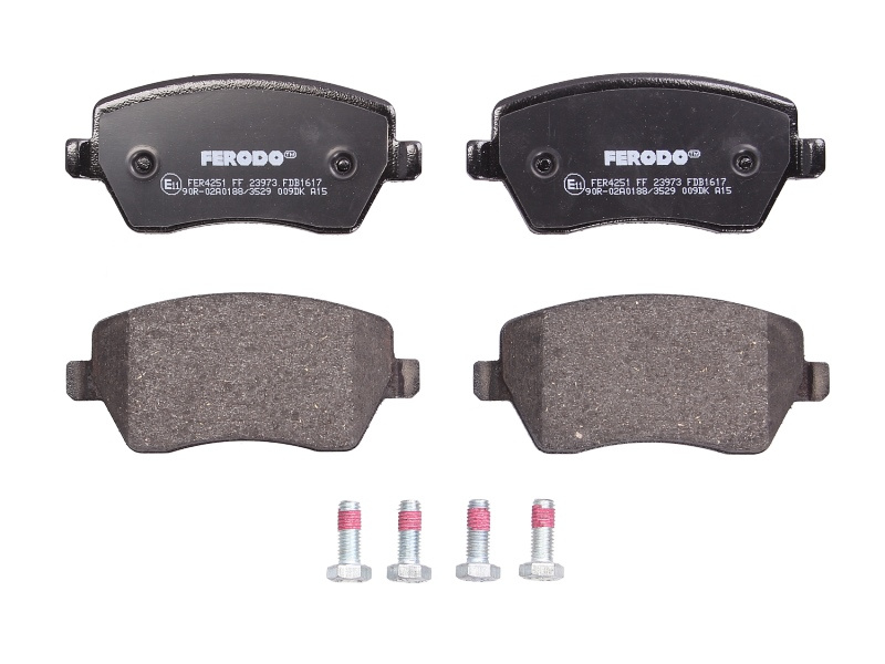 Set placute frana,frana disc Set placute frana Fata cu suplimente cu suruburi de ghidare a etrierului de frana MERCEDES CITAN MIXTO DOUBLE CABIN CITAN MPV CITAN/MINIVAN W415 0.9-Electric 01.03- FERODO FDB1617
