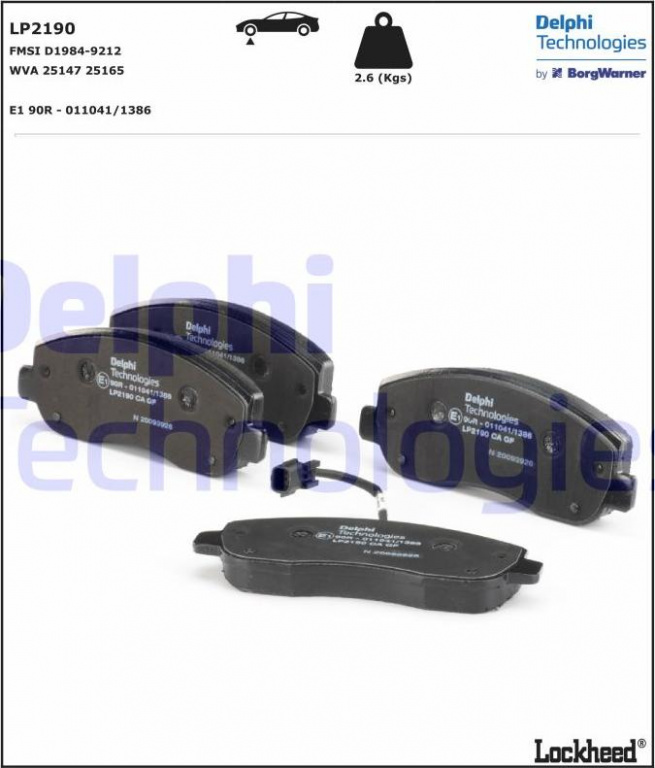 Set placute frana.frana disc Set placute frana Fata NISSAN CABSTAR E NV400 OPEL MOVANO B RENAULT MASTER III 2.3D- RENAULT MASTER III (JV), Autobuz, 02.2011 - Delphi LP2190