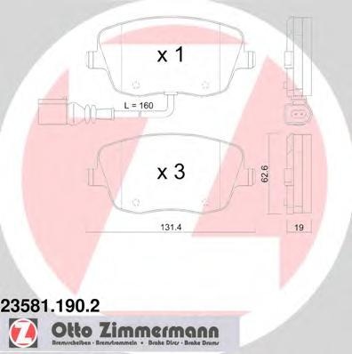 Set placute frana,frana disc SKODA FABIA (6Y2), SKODA FABIA Combi (6Y5), VW POLO (9N_) - ZIMMERMANN 23581.190.2