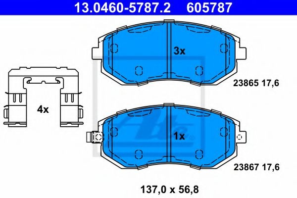 Set placute frana,frana disc SUBARU FORESTER (SF) (1997 - 2002) ATE 13.0460-5787.2 piesa NOUA