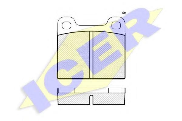Set placute frana,frana disc TALBOT RANCHO, OPEL KADETT B cupe, OPEL KADETT C combi - ICER 180162