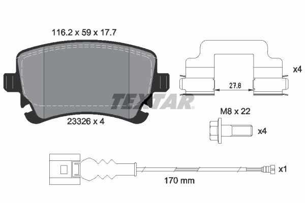Set placute frana,frana disc TEXTAR 2332602 pentru VW TRANSPORTER T5 caroserie (7HA, 7HH, 7EA, 7EH) 2003-2015