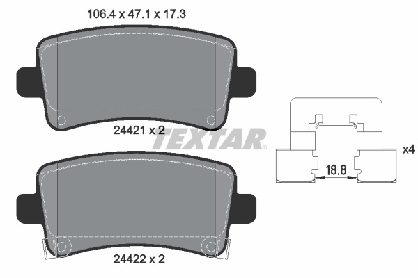 Set placute frana,frana disc TEXTAR 2442101 pentru CHEVROLET AVEO / KALOS limuzina (T250, T255) 2008 2009