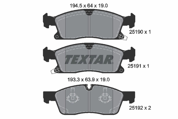 Set placute frana,frana disc TEXTAR 2519002 pentru JEEP GRAND CHEROKEE IV (WK, WK2) 2010-2022