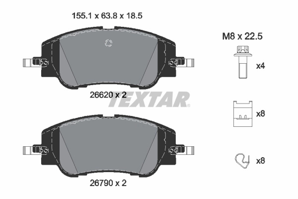 Set placute frana,frana disc TEXTAR 2662001 se potriveste la PEUGEOT 2008 II (UD_, US_, UY_, UJ_, UR_, UC_) 2023 2024 2025