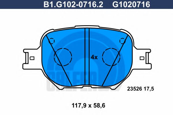 Set placute frana,frana disc TOYOTA CELICA (ZZT23_) (1999 - 2005) GALFER B1.G102-0716.2 piesa NOUA