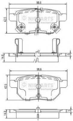 Set placute frana,frana disc TOYOTA URBAN CRUISER (NSP1, NLP1, ZSP1, NCP11) (2007 - 2016) NIPPARTS J3612034 piesa NOUA