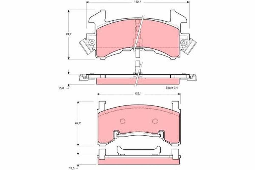 Set placute frana,frana disc TRW GDB1272 pentru BUICK CENTURY limuzina