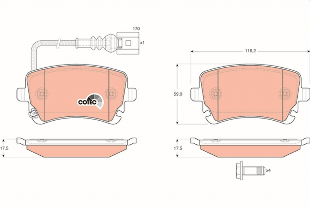 Set placute frana,frana disc TRW GDB1557 pentru VW