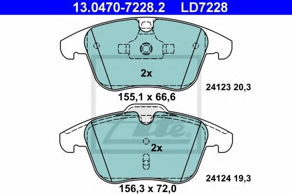 Set placute frana,frana disc VOLVO S80 II limuzina (AS), FORD GALAXY (WA6), FORD S-MAX (WA6) - ATE 13.0470-7228.2