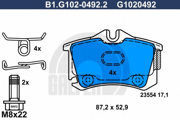 Set placute frana,frana disc VW EOS (1F7, 1F8) (2006 - 2016) GALFER B1.G102-0492.2 piesa NOUA
