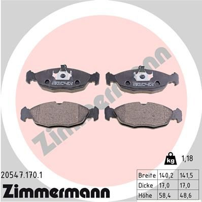 Set placute frana,frana disc ZIMMERMANN 20547.170.1