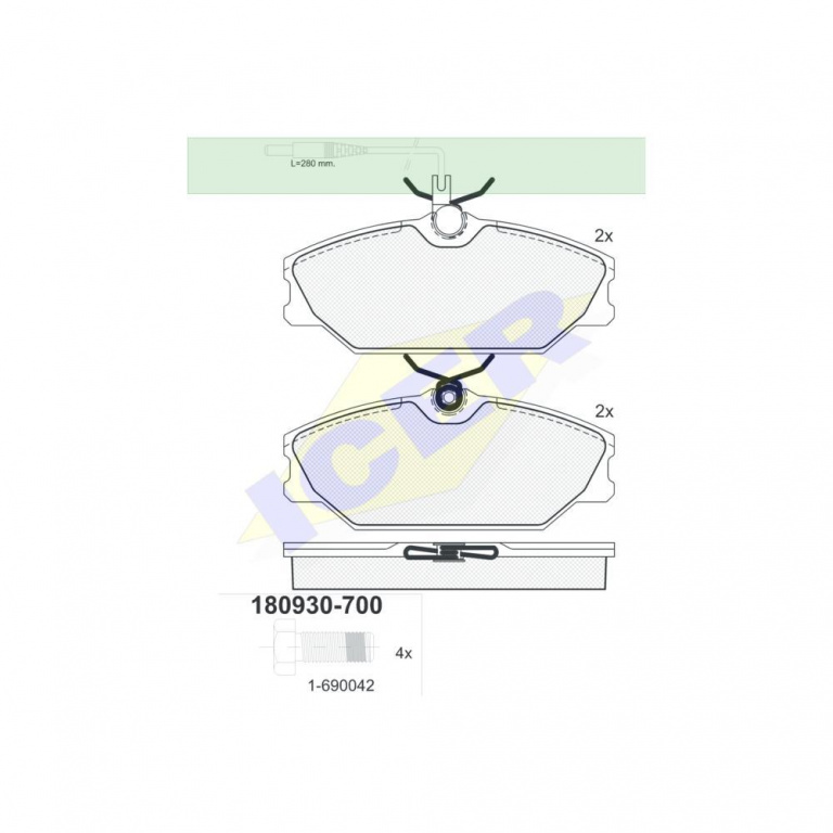 Set placute frana Icer 180930700, parte montare : 