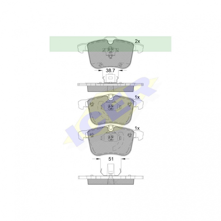 Set placute frana Icer 181681, parte montare : Punte Fata, , Cadillac BLS 2006-2010, Opel Signum, Vectra C 2002-2009, Saab 9-3 (Ys3f) 2002-2012, 9-3x 2009-2015