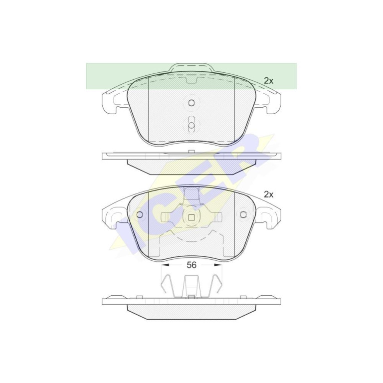 Set placute frana Icer 181866, parte montare : Punte Fata, Citroen C4, 2004-2018, C4 Grand Picasso, 2006-2013, Ds4 2011-2015, Ds5 2012-2016, Peugeot 208, 2012-2020, 3008, 5008,n 307, 308, RCZ