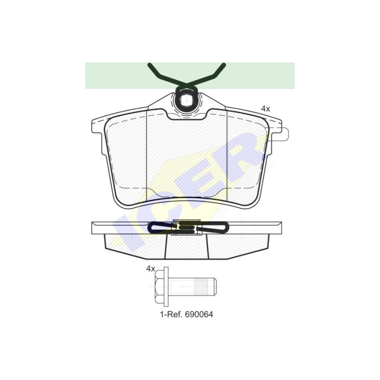 Set placute frana Icer 181895, parte montare : Punte Spate, Citroen C4, 2004-2018, DS4, 2011-2015, Berlingo 1996-2018, Xsara Picasso 1999-2010, Peugeot 207, 2006-2012, 307, 2001-2008, 308, 2007-2013, Partner 2008-2018