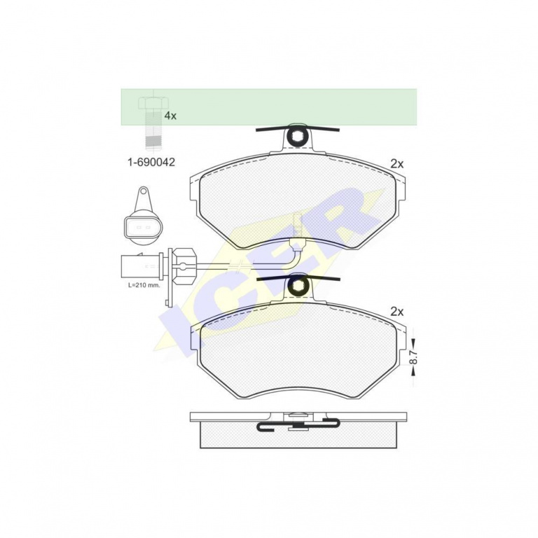 Set placute frana punte fata Audi A4 (B5/B6/B7) 1994-2008, Seat Exeo 2008-2013, Vw Passat (B5), 1996-2005, Icer 181157203, parte montare : Punte Fata
