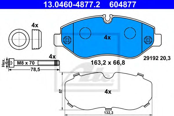 Set placute frana punte fata (fara senzor uzura) MERCEDES VIANO/VITO/SPRINTER 03-VW CRAFTER 06-16163,2 X 66,8 X20,3 - Cod intern: W20297911 - LIVRARE DIN STOC in 24 ore!!!