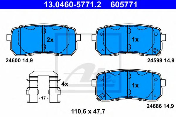 Set placute frana punte spate (cu senzor uzura int