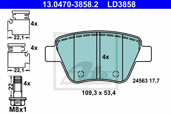Set placute frana punte spate (fara senzor uzura) SKODA OCTAVIA/SUPERB/YETI 04- CERAMIC 109,3 X 53,4 X 17,7 - Cod intern: W20298591 - LIVRARE DIN STOC in 24 ore!!!