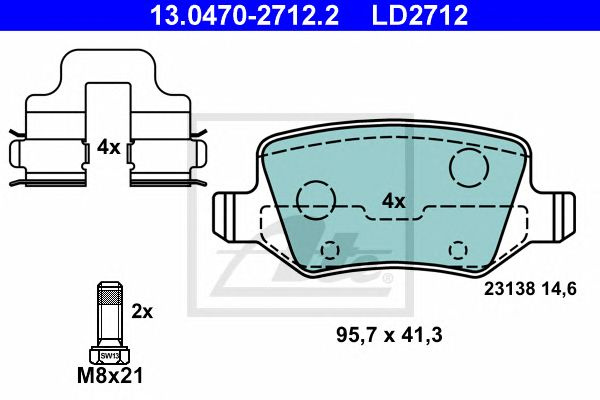 Set placute frana punte spate MERCEDES W169/W245 04-12 CERAMIC95,7 X 41,3 X 14,6 - Cod intern: W20298515 - LIVRARE DIN STOC in 24 ore!!!