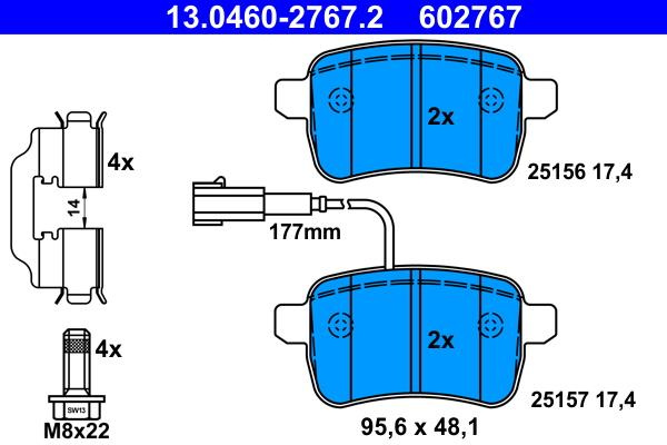 Set Placute Frana spate ATE 602767 Alfa Romeo Giul